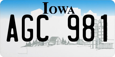 IA license plate AGC981