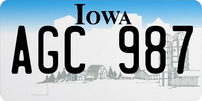 IA license plate AGC987