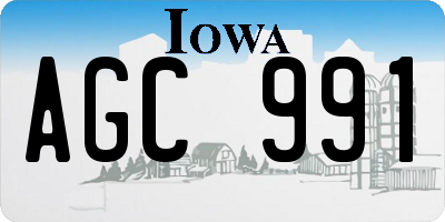 IA license plate AGC991