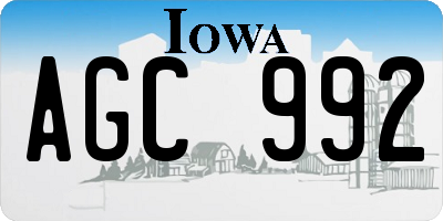 IA license plate AGC992