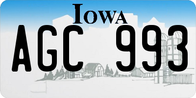 IA license plate AGC993