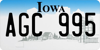 IA license plate AGC995