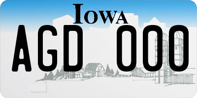 IA license plate AGD000