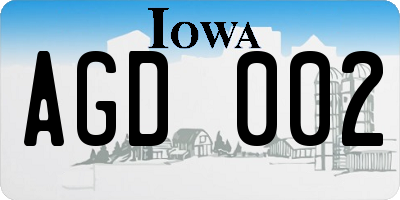 IA license plate AGD002