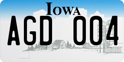 IA license plate AGD004