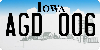 IA license plate AGD006