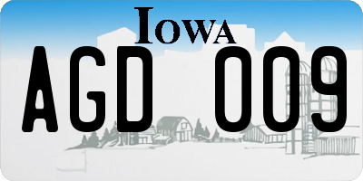 IA license plate AGD009