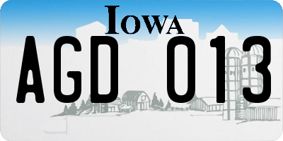 IA license plate AGD013