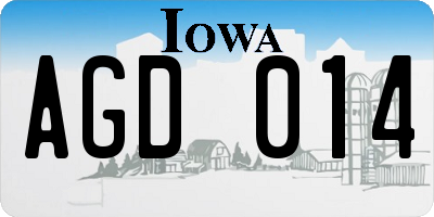 IA license plate AGD014