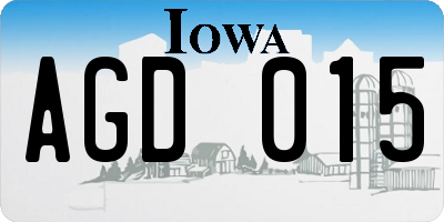 IA license plate AGD015