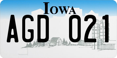 IA license plate AGD021