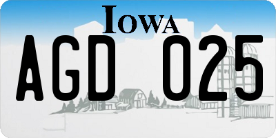 IA license plate AGD025