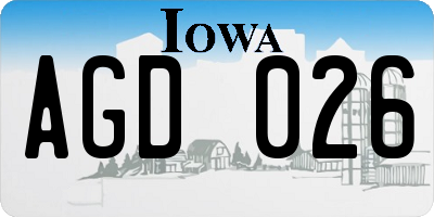 IA license plate AGD026