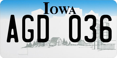 IA license plate AGD036