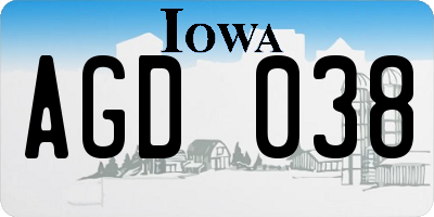 IA license plate AGD038