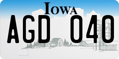 IA license plate AGD040