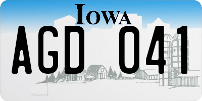 IA license plate AGD041
