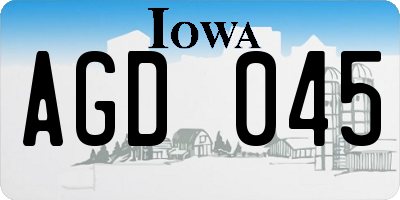 IA license plate AGD045