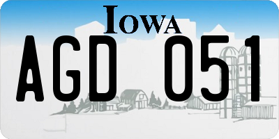 IA license plate AGD051