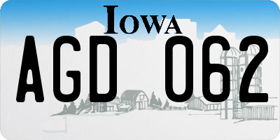 IA license plate AGD062