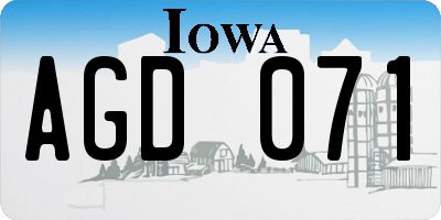 IA license plate AGD071