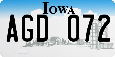 IA license plate AGD072