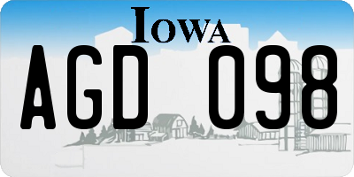 IA license plate AGD098