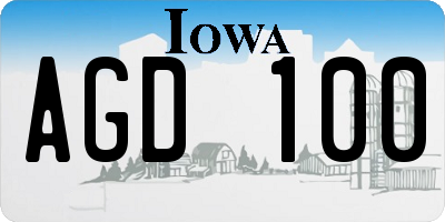 IA license plate AGD100