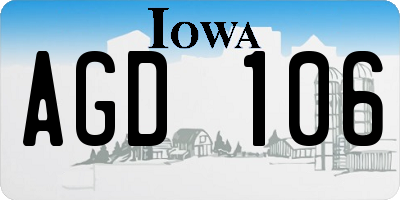 IA license plate AGD106