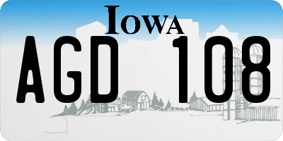 IA license plate AGD108
