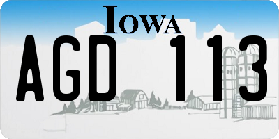 IA license plate AGD113