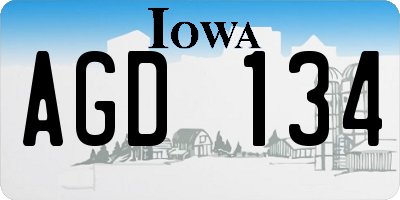 IA license plate AGD134