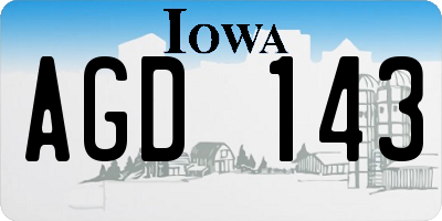 IA license plate AGD143