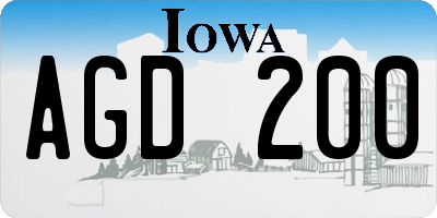 IA license plate AGD200