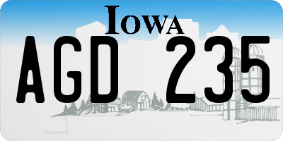 IA license plate AGD235