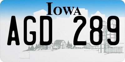 IA license plate AGD289