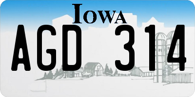 IA license plate AGD314