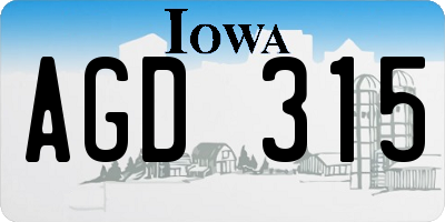 IA license plate AGD315