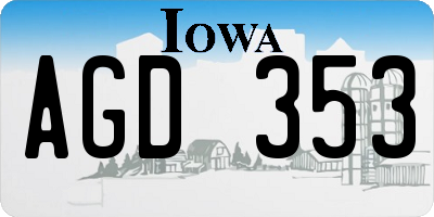 IA license plate AGD353