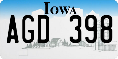 IA license plate AGD398