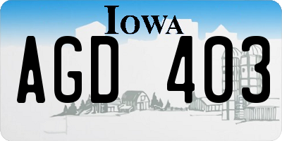 IA license plate AGD403