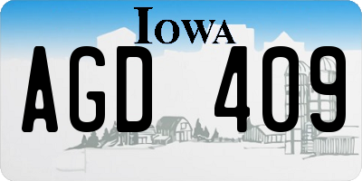 IA license plate AGD409