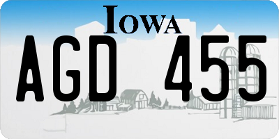 IA license plate AGD455