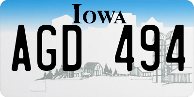 IA license plate AGD494