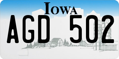 IA license plate AGD502