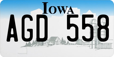 IA license plate AGD558