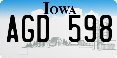 IA license plate AGD598