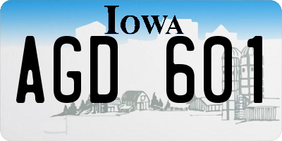 IA license plate AGD601