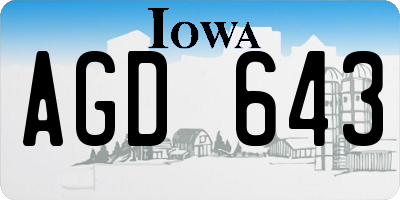 IA license plate AGD643