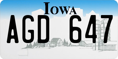 IA license plate AGD647